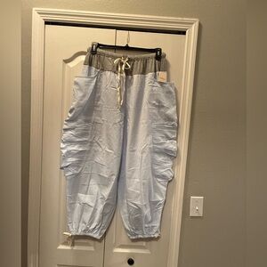 Free People Gray and Light Blue Joggers NWOT LARGE